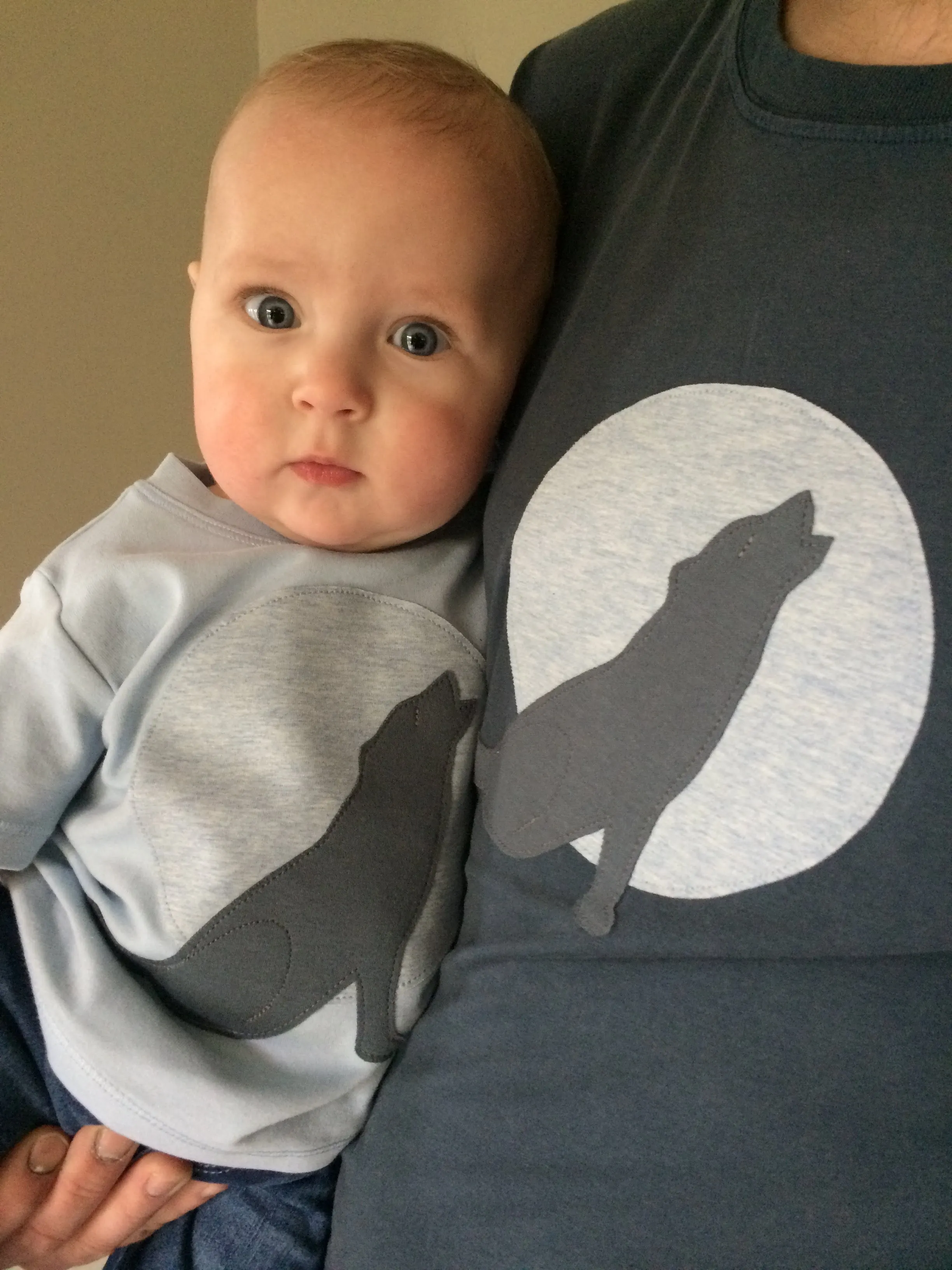 Wolf Applique T-shirt - unisex - Washed Navy