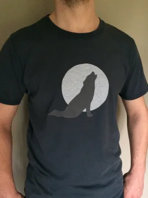 Wolf Applique T-shirt - unisex - Washed Navy