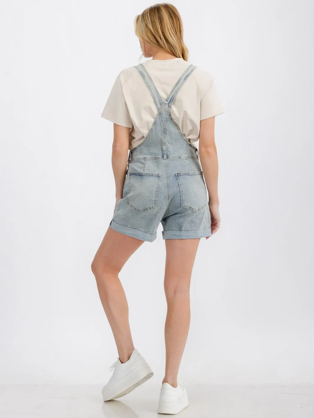WOMEN'S BUTTON CLOSURE POCKETS DENIM OVERALL