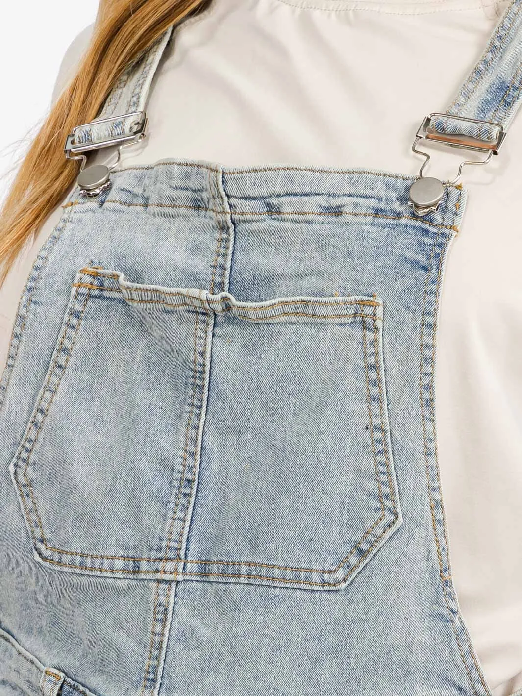 WOMEN'S BUTTON CLOSURE POCKETS DENIM OVERALL