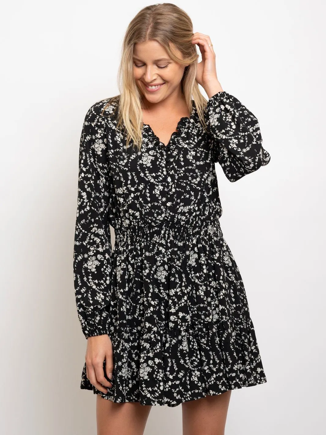 WOMEN'S LONG SLEEVE FLORAL ROMPER
