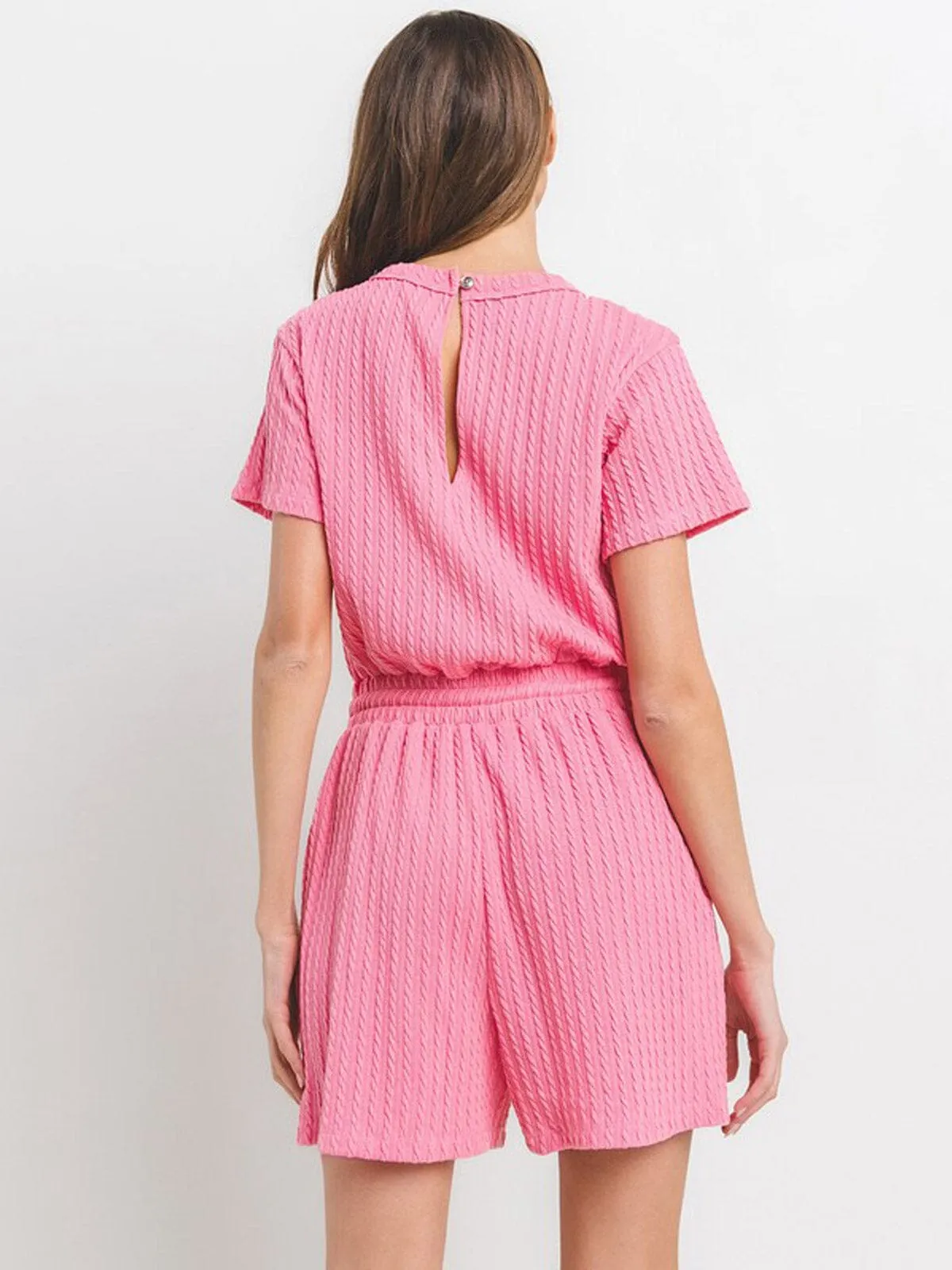 WOMEN'S SHORT SLEEVE SELF TIE FRONT POCKETS DETAILED ROMPER