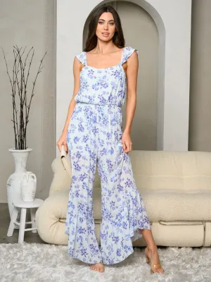 WOMEN'S SLEEVELESS BELL LEG FLORAL JUMPSUIT