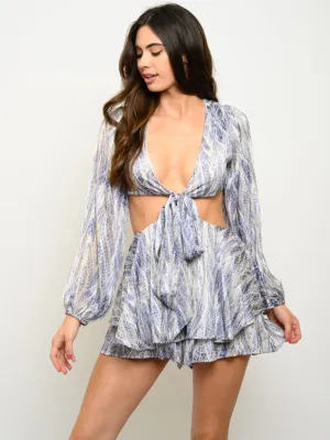 WOMEN'S SNAKE PRINT SHIMMER ROMPER