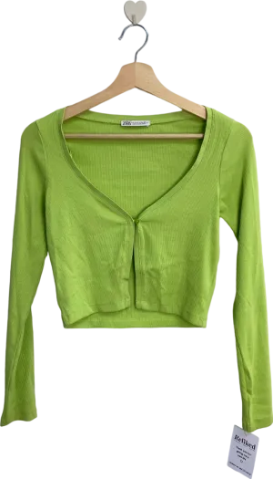 Zara Green Ribbed Cardigan UK 8